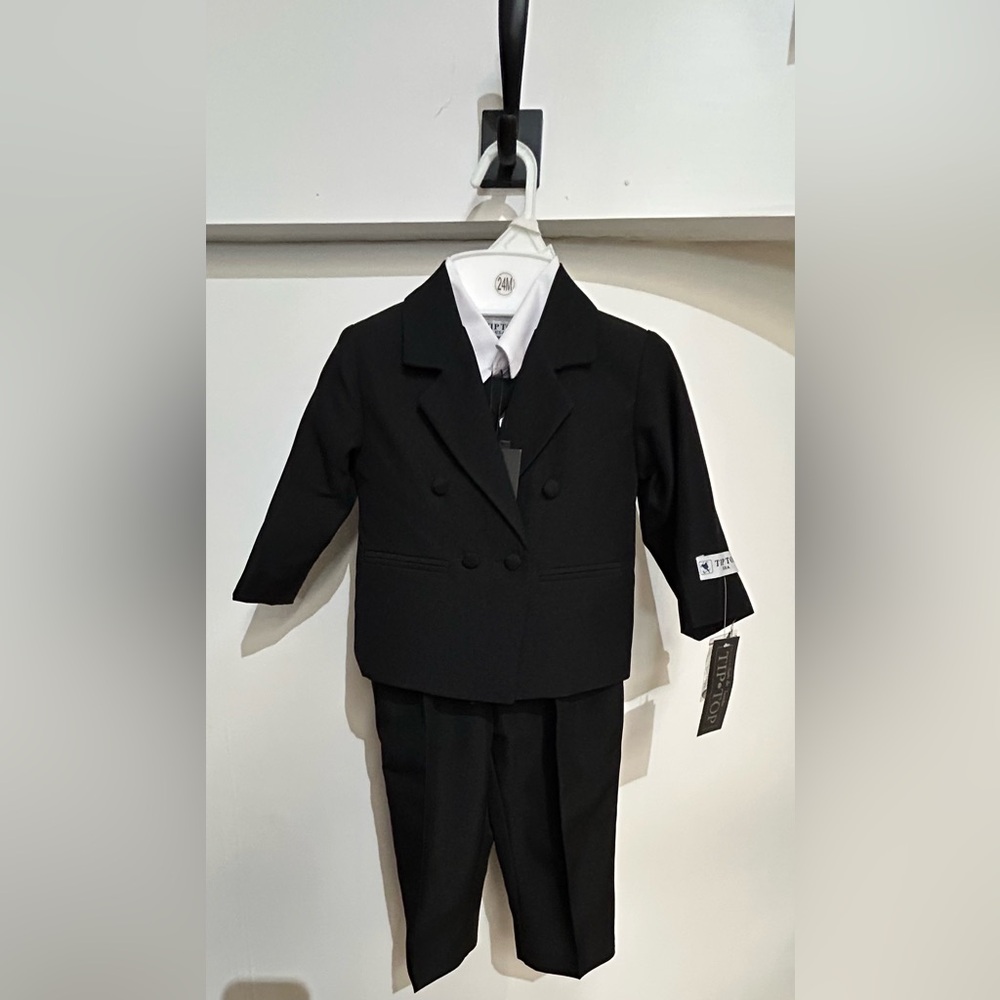 Tip Top Kids Black Double-Breasted Blazer Suit Set